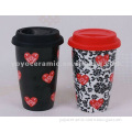 customized logo printing porcelain coffee tumbler with silicone lid